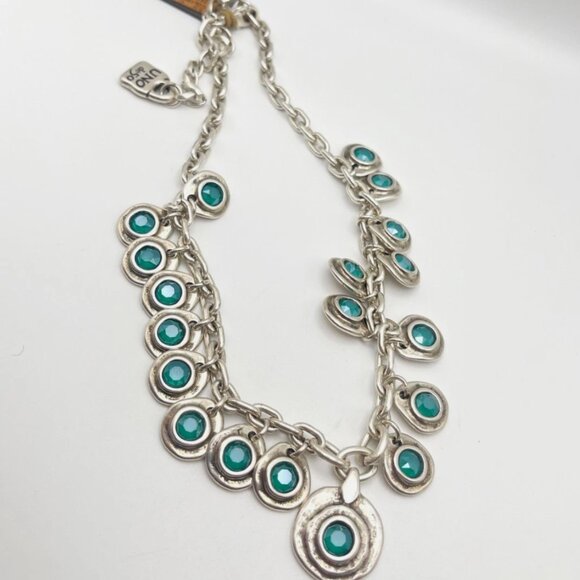 UNO de 50 Tizoc Necklace Multi Dangle Silver Choker Chain Blue Crystals Charms - Picture 6 of 15